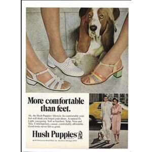 Vintage Print Ad 1979 Hush Puppies Basset Hound